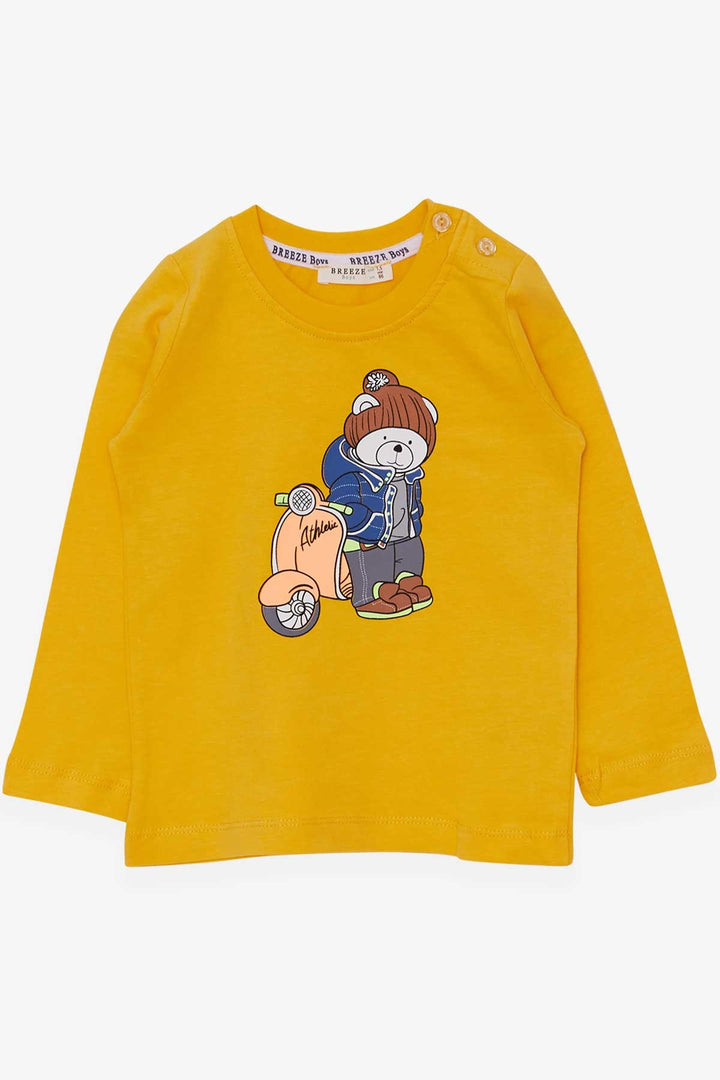 BRE Breeze Boys' Long Sleeve T-Shirt with Bear Print, 2-6 Years, Yellow - Nizhyn
