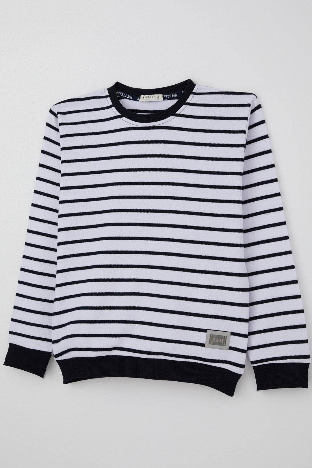 BRE Breeze Boys' Long Sleeve T-Shirt with Arm Detail, 4-8 Years, White - Dundalk