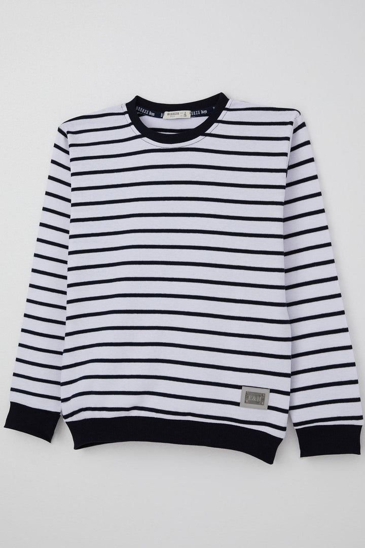 BRE Breeze Boys' Long Sleeve T-Shirt with Arm Detail, 4-8 Years, White - Dundalk