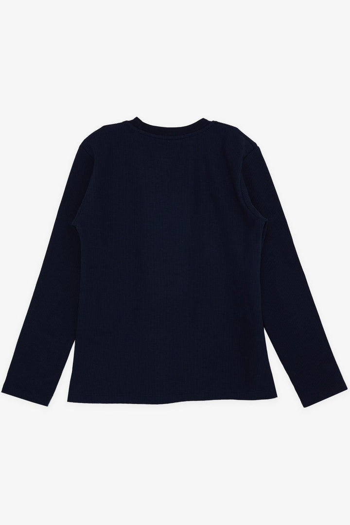 BRE Breeze Boys' Long Sleeve T-Shirt with Emblem 84 Years, Navy Blue - Avilés