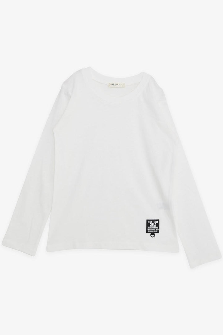 BRE Breeze Girls & Boys Boys Long Sleeve T-Shirt with Emblem 93 Years, Ecru - Glendale