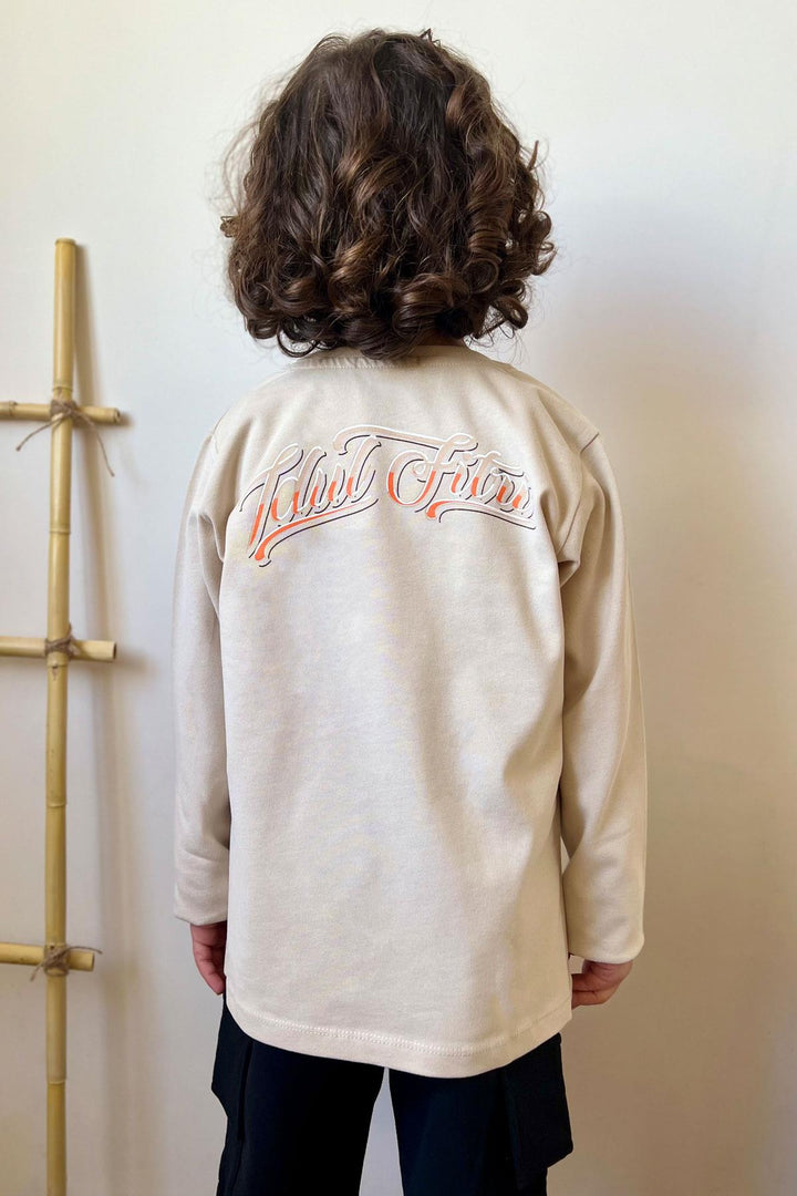 BRE Breeze Boys' Long Sleeve T-Shirt with Car Print, Beige, 4-8 Years - Euless