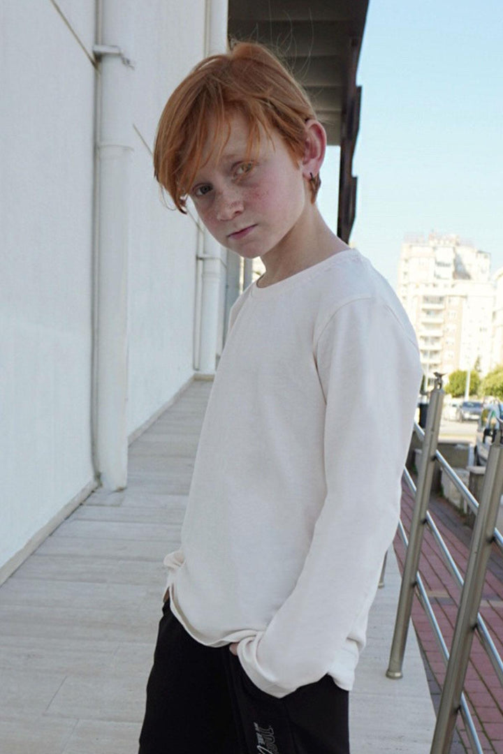 BRE Breeze Boys' Long Sleeve T-Shirt Basic 54 Years, Cream - Jiutepec