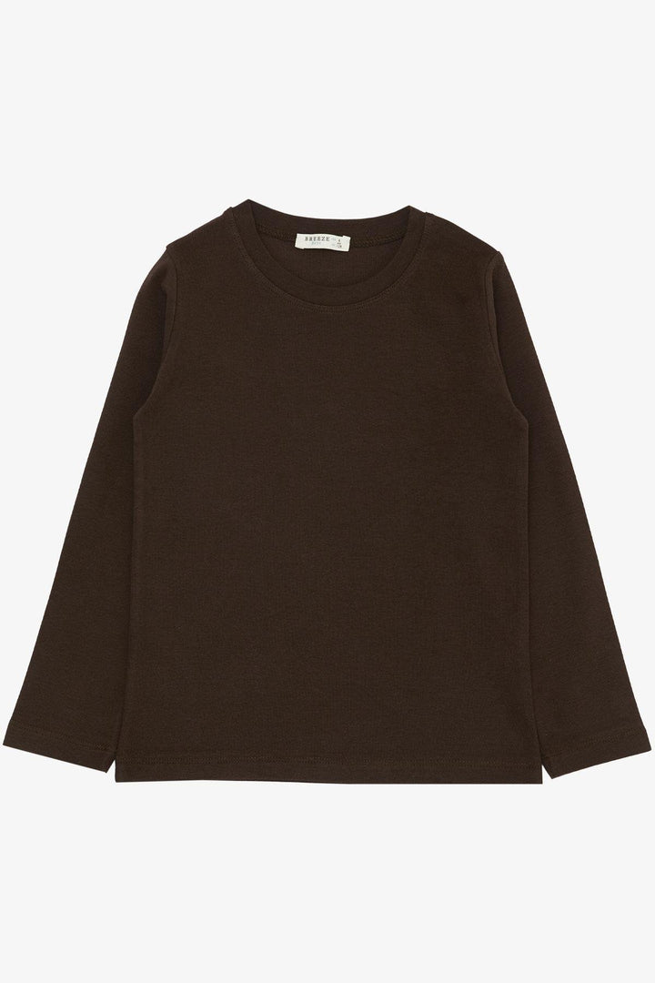 BRE Breeze Boys' Long Sleeve T-Shirt Basic 4-8 Years, Bitter Coffee - Ponta Delgada