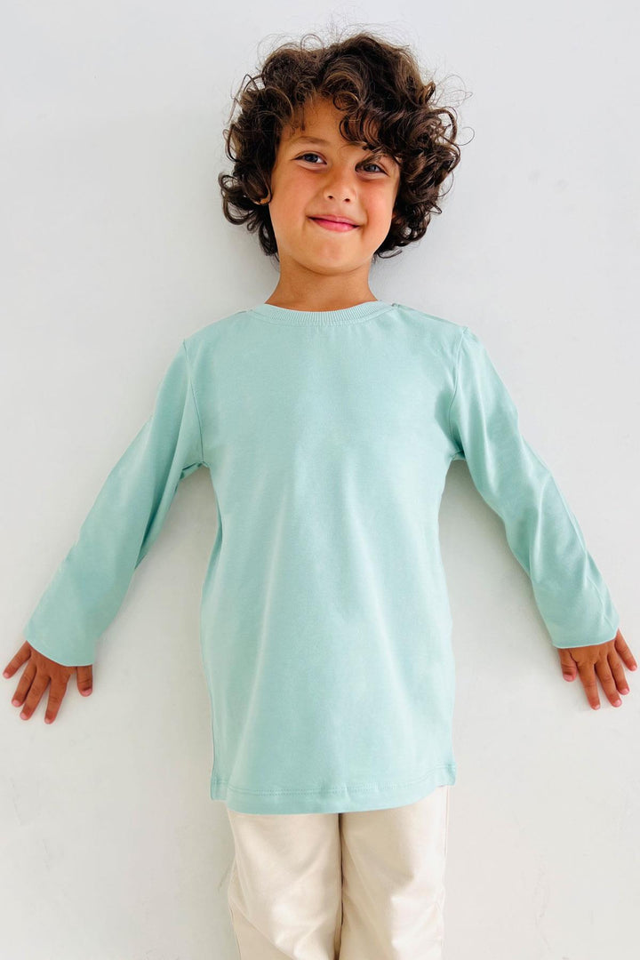 BRE Breeze Boys' Long Sleeve T-Shirt Basic 54 Years, Mint Green - Kerpen