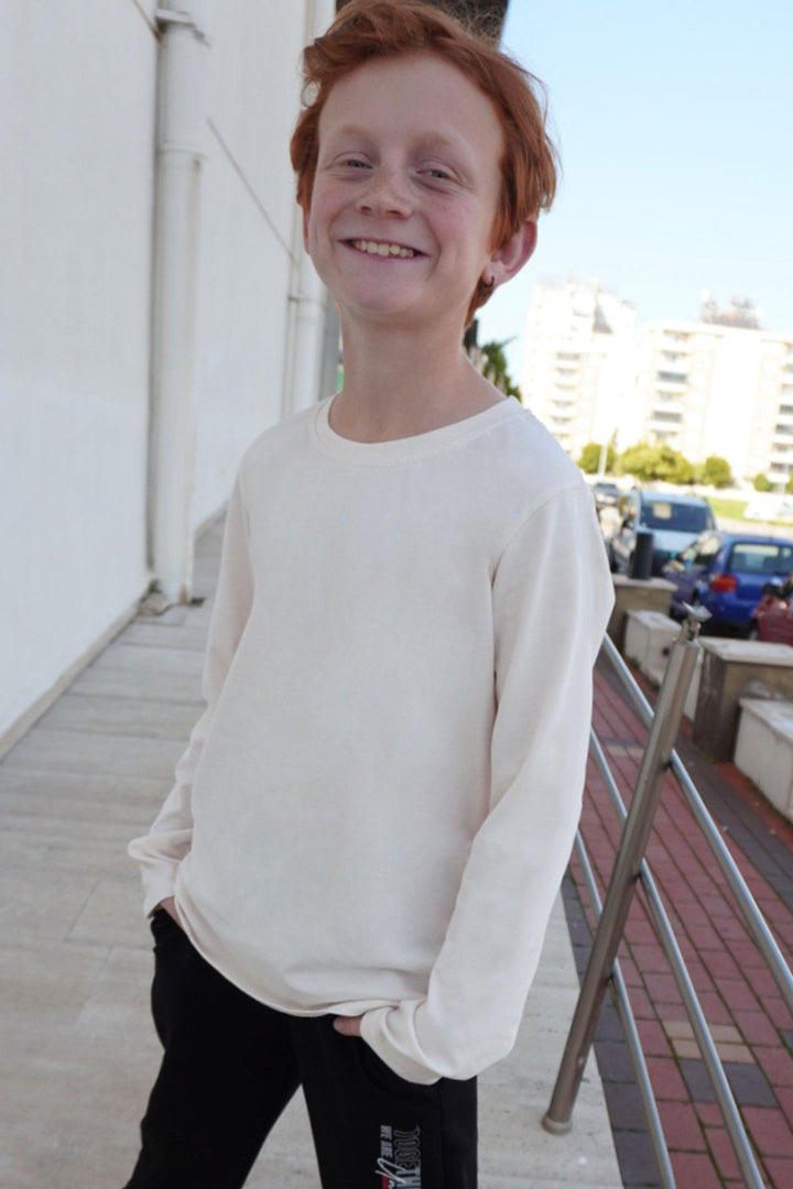 BRE Breeze Boys' Long Sleeve T-Shirt Basic 54 Years, Cream - Jiutepec