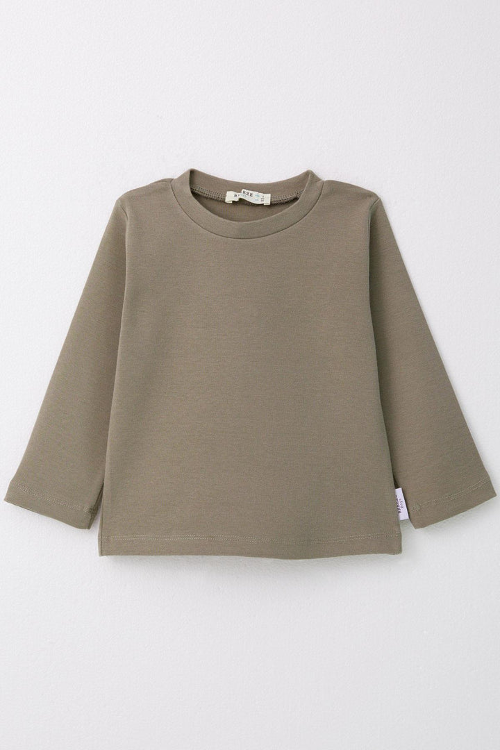 BRE Breeze Boys' Long Sleeve T-Shirt Basic 1-4 Years, Khaki Green - Konstanz