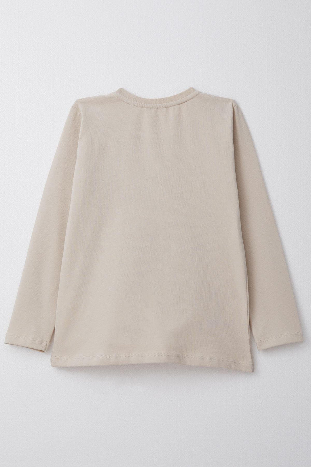 BRE Breeze Boys' Long Sleeve T-Shirt with Cool Writing and Arm Pocket, Beige, 4-8 Years - Sarnia