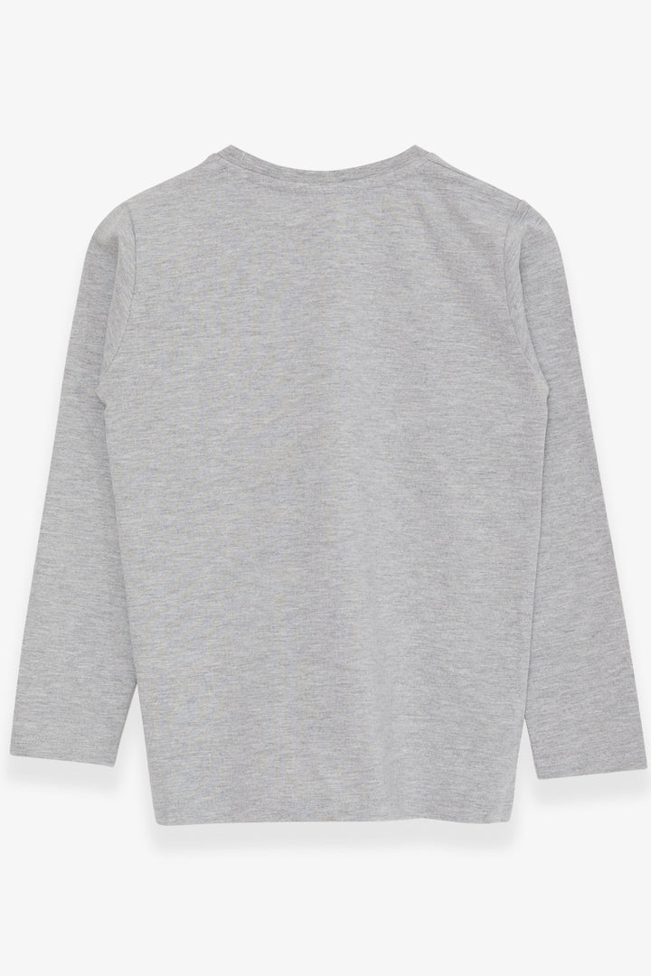 BRE Breeze Boys' Long Sleeve T-Shirt with Pocket 4-8 Years, Light Grey Melange - Albi