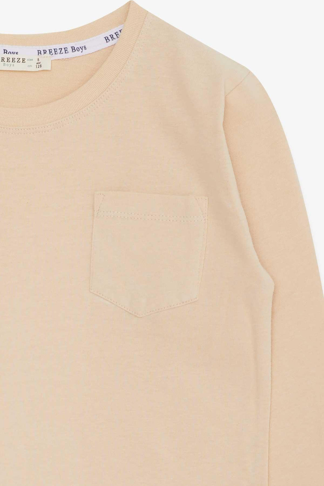 BRE Breeze Boys' Long Sleeve T-Shirt with Pocket, 4-8 Years, Cream - Cananea