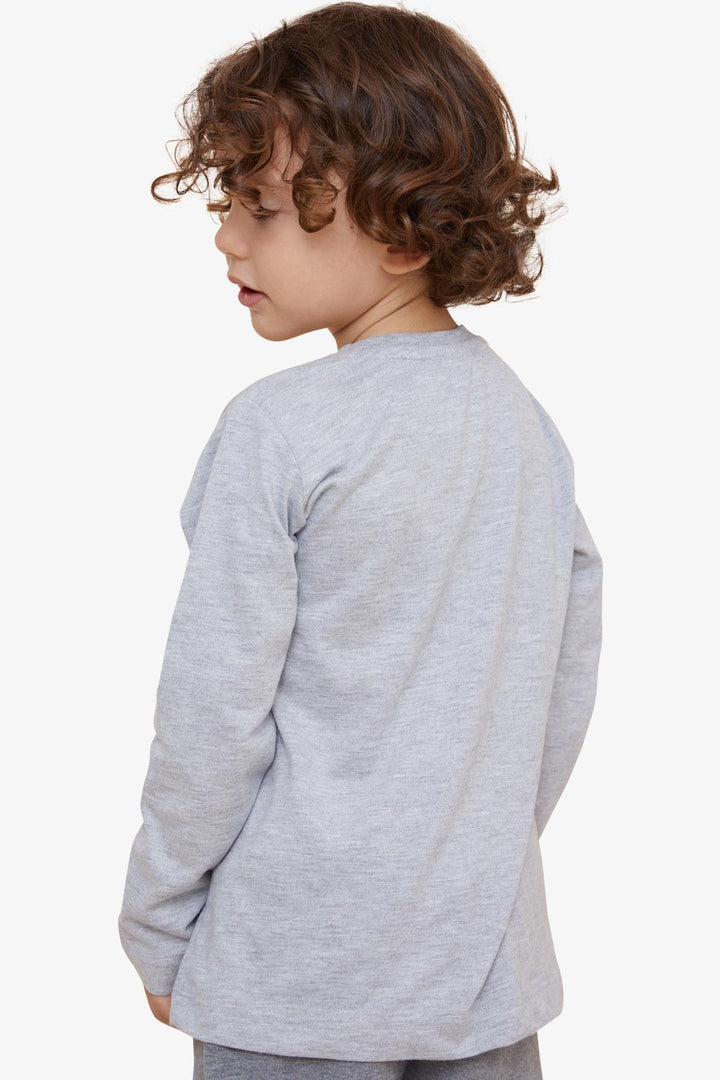 BRE Breeze Boys' Long Sleeve T-Shirt with Pocket 4-8 Years, Light Grey Melange - Albi