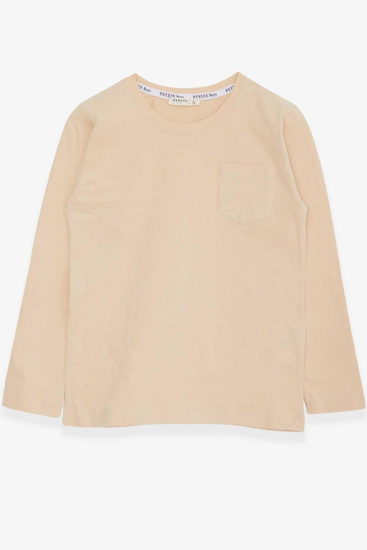 BRE Breeze Boys' Long Sleeve T-Shirt with Pocket, 4-8 Years, Cream - Cananea