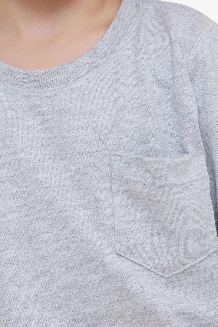 BRE Breeze Boys' Long Sleeve T-Shirt with Pocket 4-8 Years, Light Grey Melange - Albi