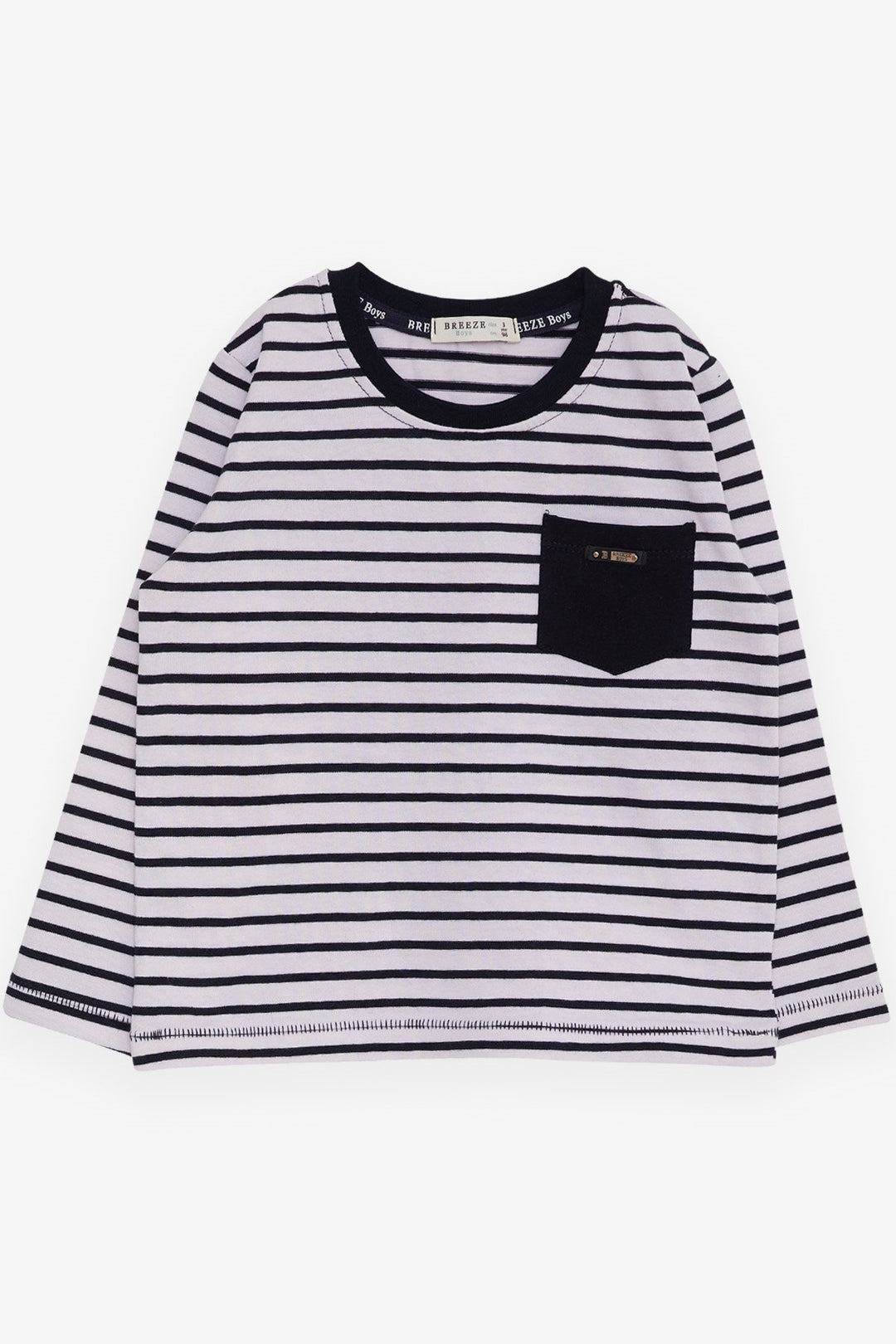 BRE Breeze Boys' Long Sleeve T-Shirt with Pocket Logo 3-8 Years, Beige - Cuneo