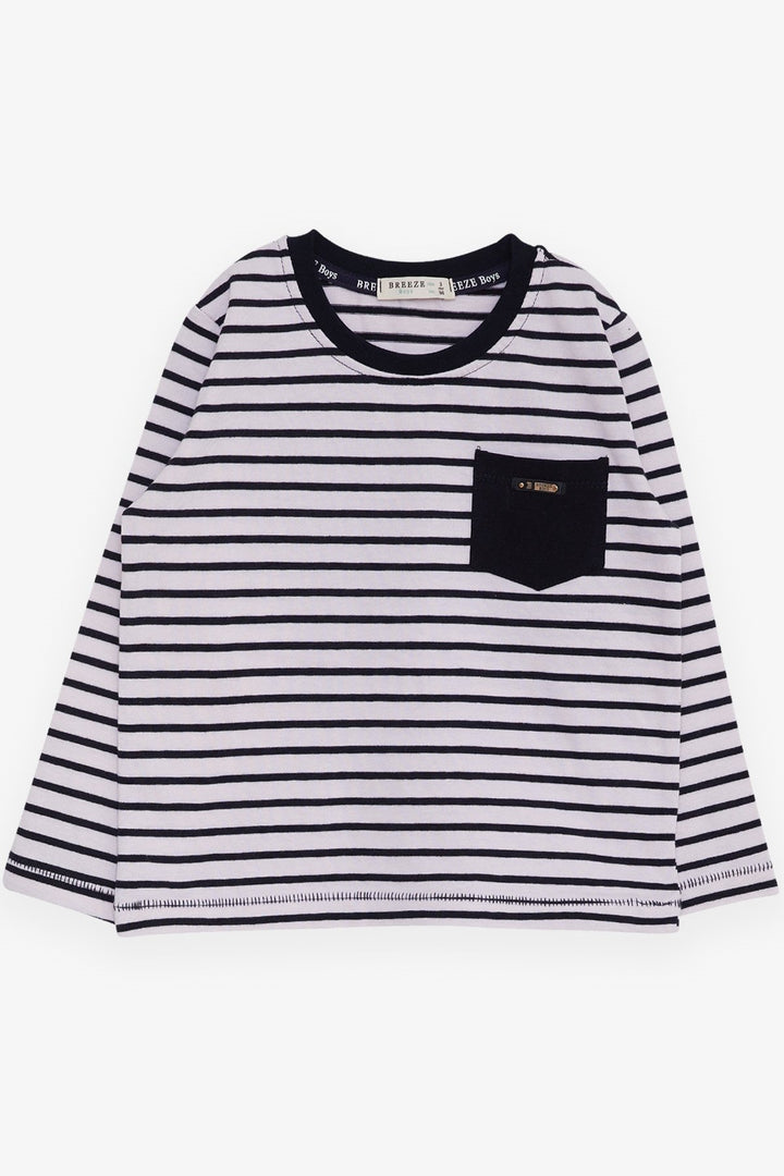 BRE Breeze Boys' Long Sleeve T-Shirt with Pocket Logo 3-8 Years, Beige - Cuneo