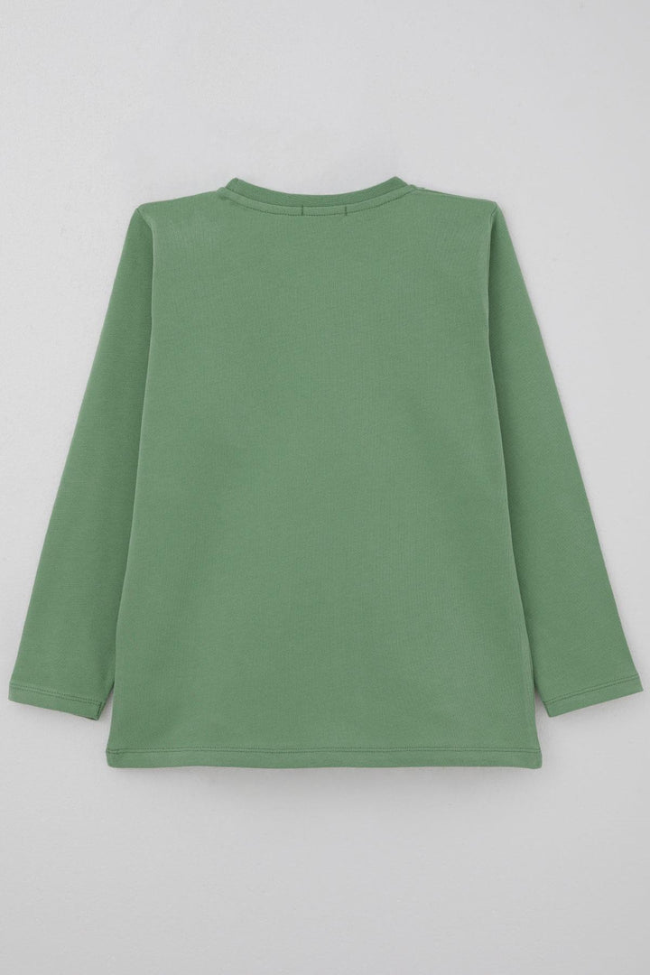 BRE Breeze Boys' Long Sleeve T-Shirt with Cool Writing, Arm Patch Pocket, 4-8 Years, Mint Green. - Dronten