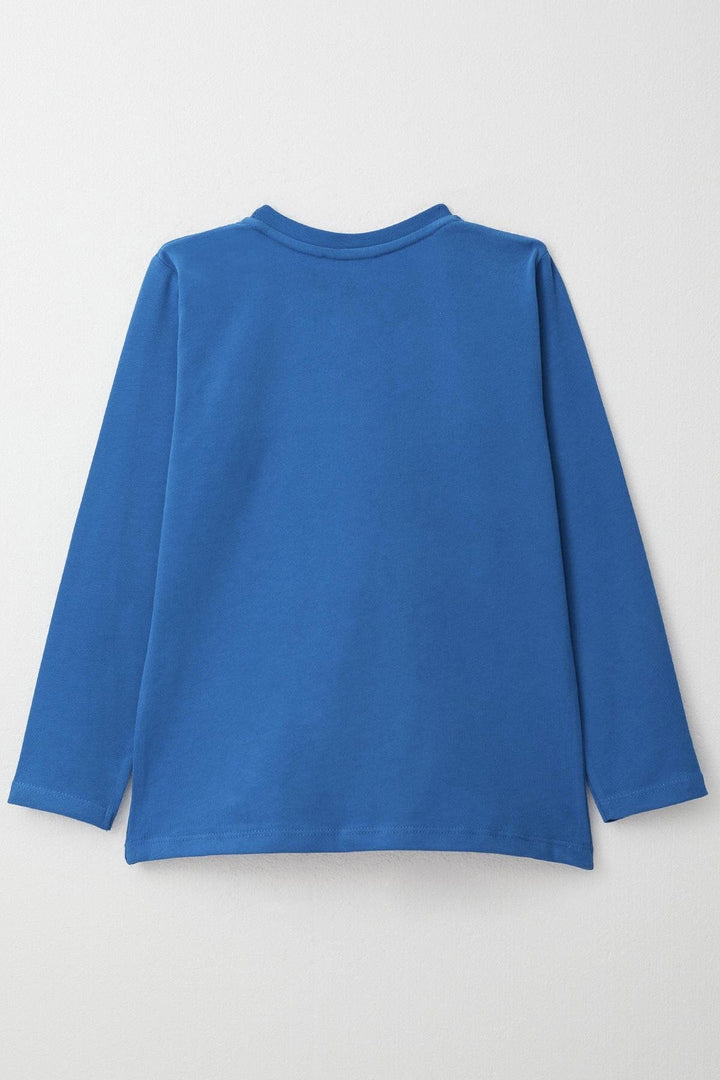 BRE Breeze Boys' Long Sleeve T-Shirt with Cool Writing, Arm Patch Pocket, 4-8 Years, Sky Blue. - Bamberg