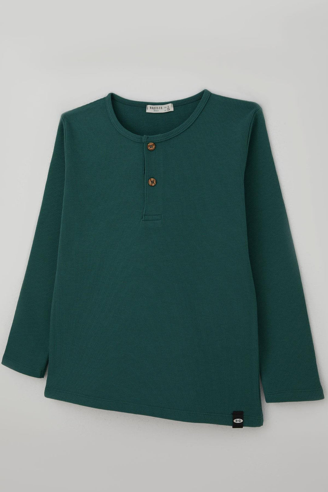 BRE Breeze Boys' Long Sleeve T-Shirt with Button Detail 4-8 Years, Petrol Green - Caltagirone
