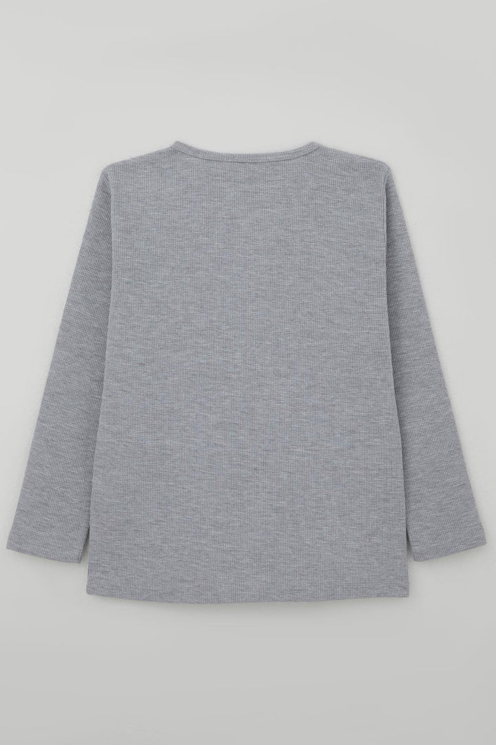 BRE Breeze Boys' Long Sleeve T-Shirt with Button Detail 4-8 Years, Light Grey Melange - Rainham