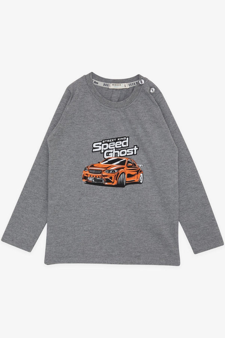 BRE Breeze Girls & Boys Boys Long Sleeve T-Shirt Ghost Car Printed 1.5-5 Years, Dark Grey Melange - Manfredonia