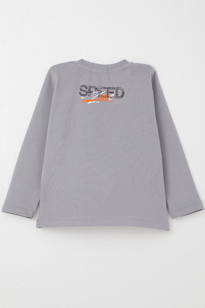 BRE Breeze Boys' Long Sleeve T-Shirt Speed Themed Back Printed 2-6 Years, Grey - Utrecht