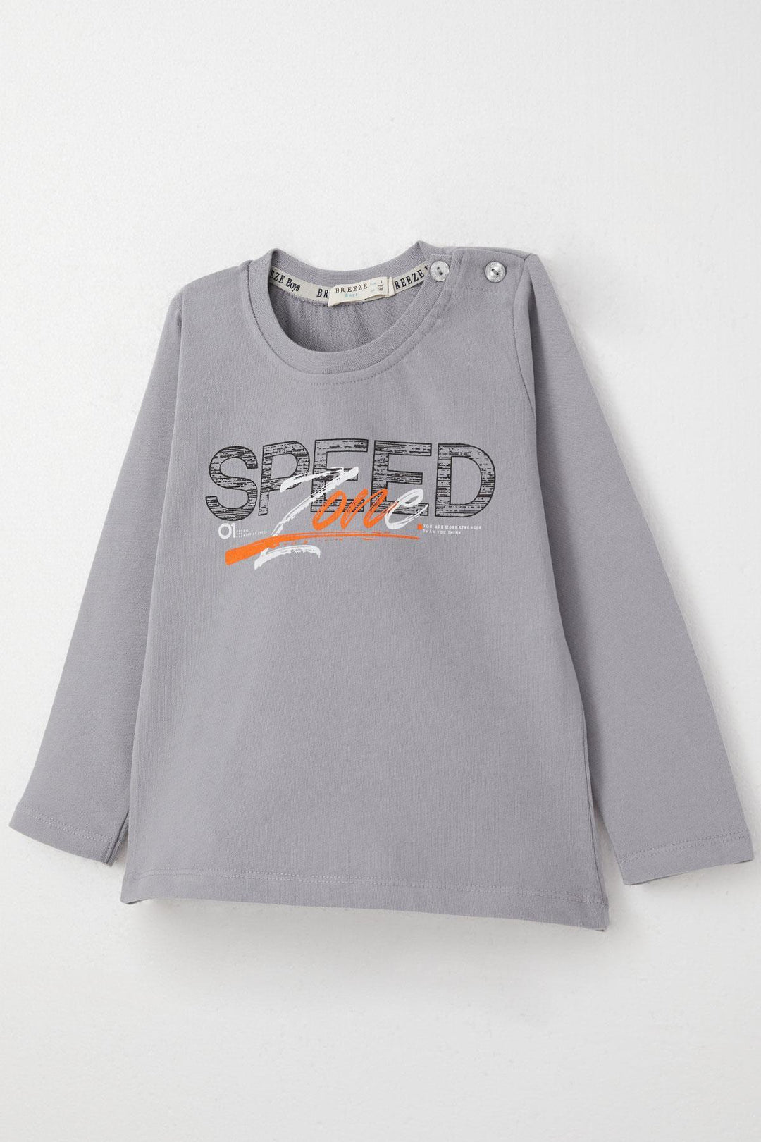 BRE Breeze Boys' Long Sleeve T-Shirt Speed Themed Back Printed 2-6 Years, Grey - Utrecht