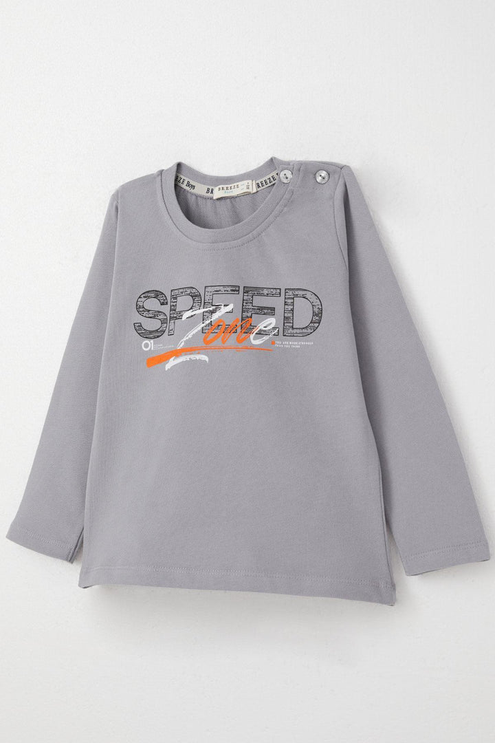 BRE Breeze Boys' Long Sleeve T-Shirt Speed Themed Back Printed 2-6 Years, Grey - Utrecht