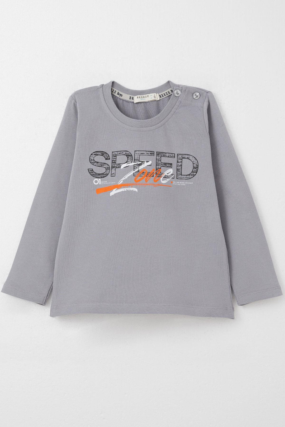 BRE Breeze Boys' Long Sleeve T-Shirt Speed Themed Back Printed 2-6 Years, Grey - Utrecht