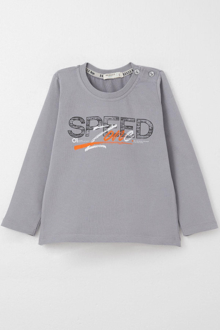 BRE Breeze Boys' Long Sleeve T-Shirt Speed Themed Back Printed 2-6 Years, Grey - Utrecht