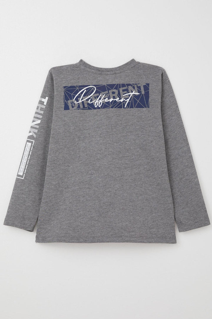 BRE Breeze Boys' Long Sleeve T-Shirt Motivation Themed Back Printed 62 Years, Dark Grey Melange - Yuriria