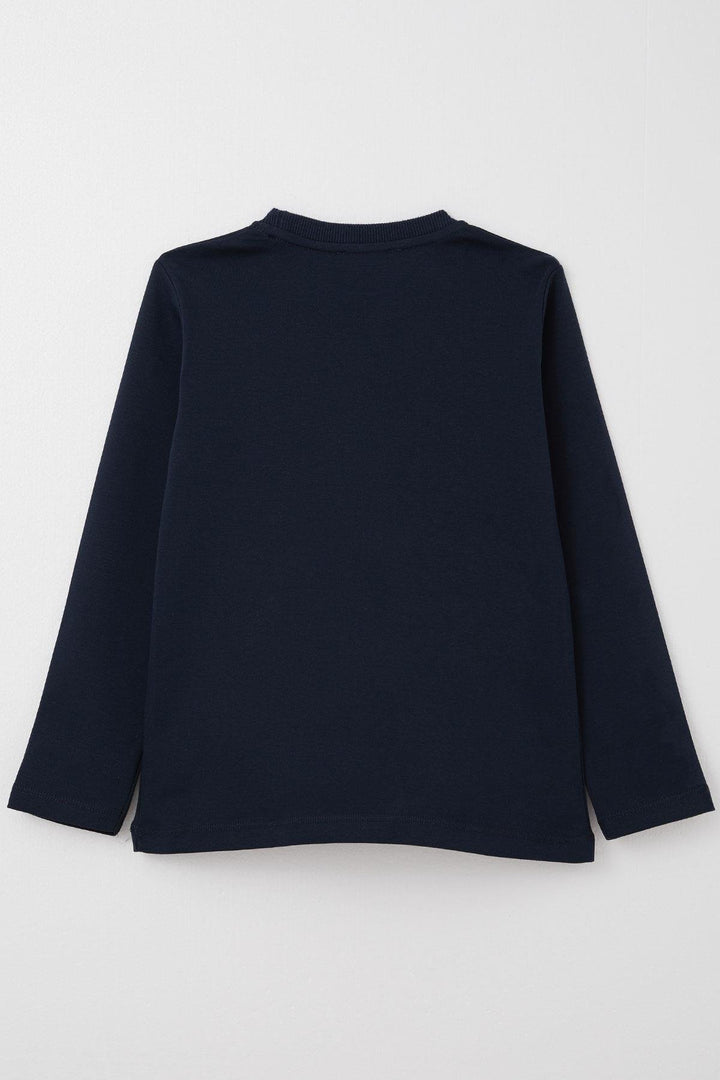 BRE Breeze Boys' Long Sleeve T-Shirt Motivation Themed Writing Printed 60 Years, Navy Blue - Pavia