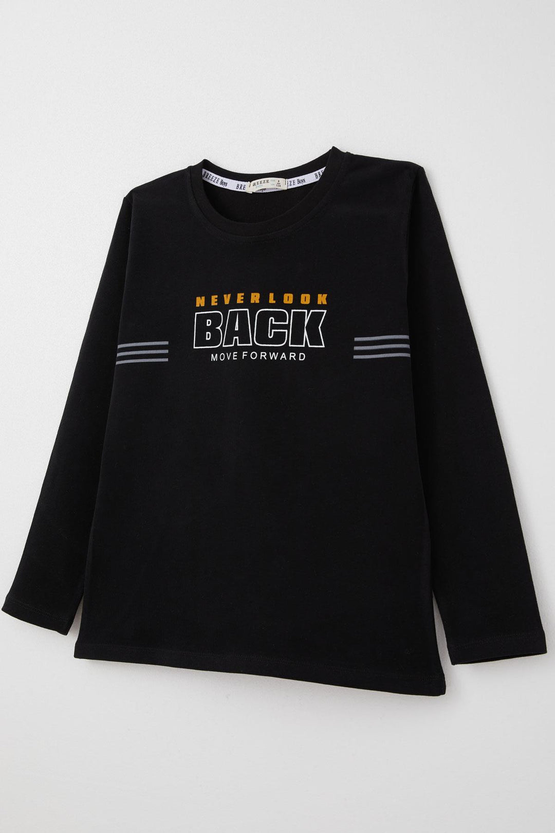 BRE Breeze Boys' Long Sleeve T-Shirt Motivation Themed & Back Printed with Bear Design 4-8 Years, Black - Vyshneve