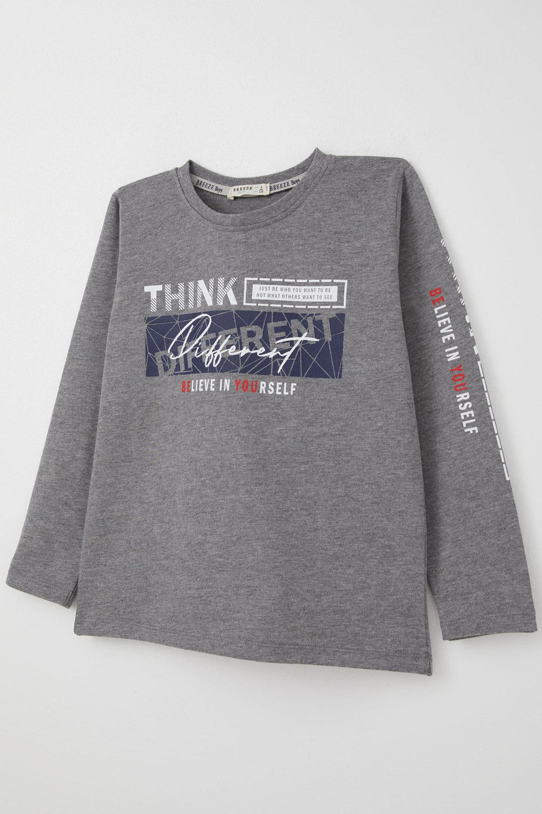 BRE Breeze Boys' Long Sleeve T-Shirt Motivation Themed Back Printed 62 Years, Dark Grey Melange - Yuriria