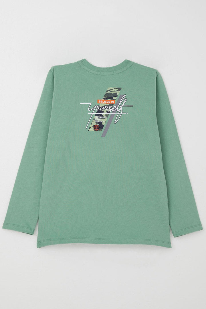 BRE Breeze Boys' Long Sleeve T-Shirt with Motivational Theme Printed Writing, 62 Years, Mint Green - Vaughan
