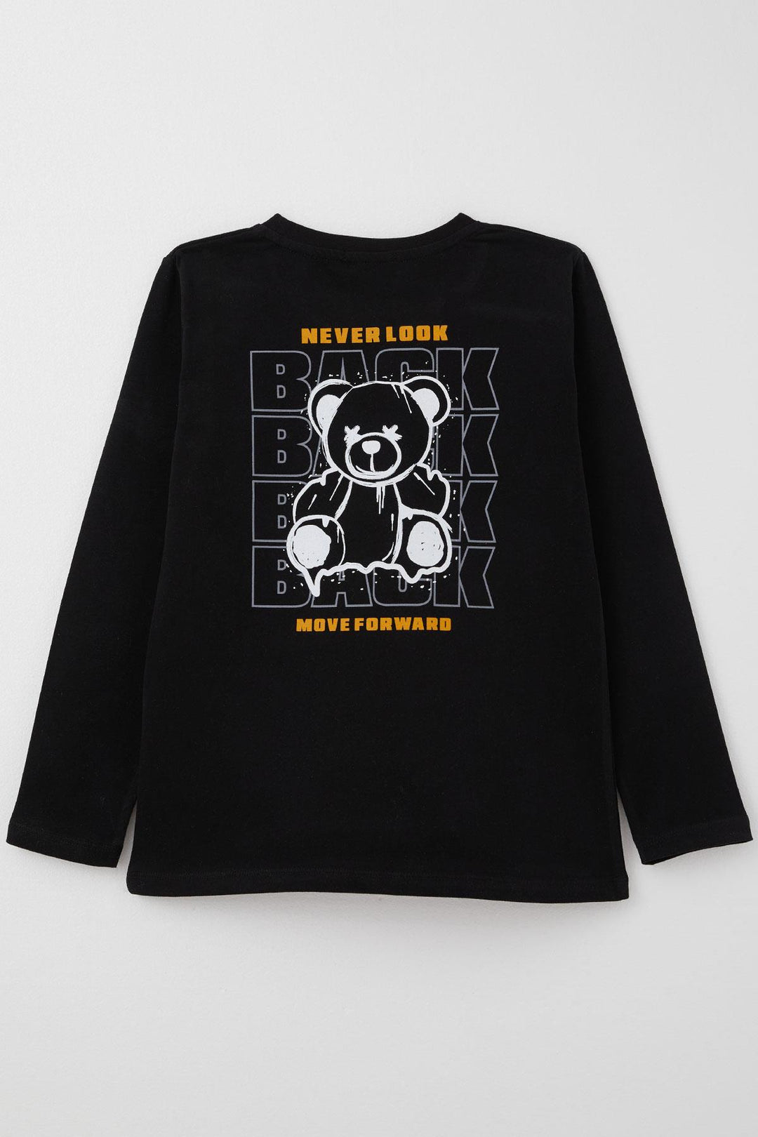 BRE Breeze Boys' Long Sleeve T-Shirt Motivation Themed & Back Printed with Bear Design 4-8 Years, Black - Vyshneve