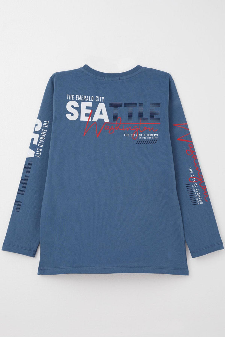 BRE Breeze Boys' Long Sleeve T-Shirt with Colorful Print 62 Years, Indigo - Montgomery