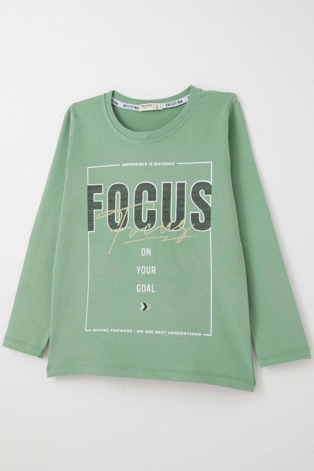 BRE Breeze Boys' Long Sleeve T-Shirt with Slogan Themed Print, 62 Years, Mint Green. - Pine Bluff