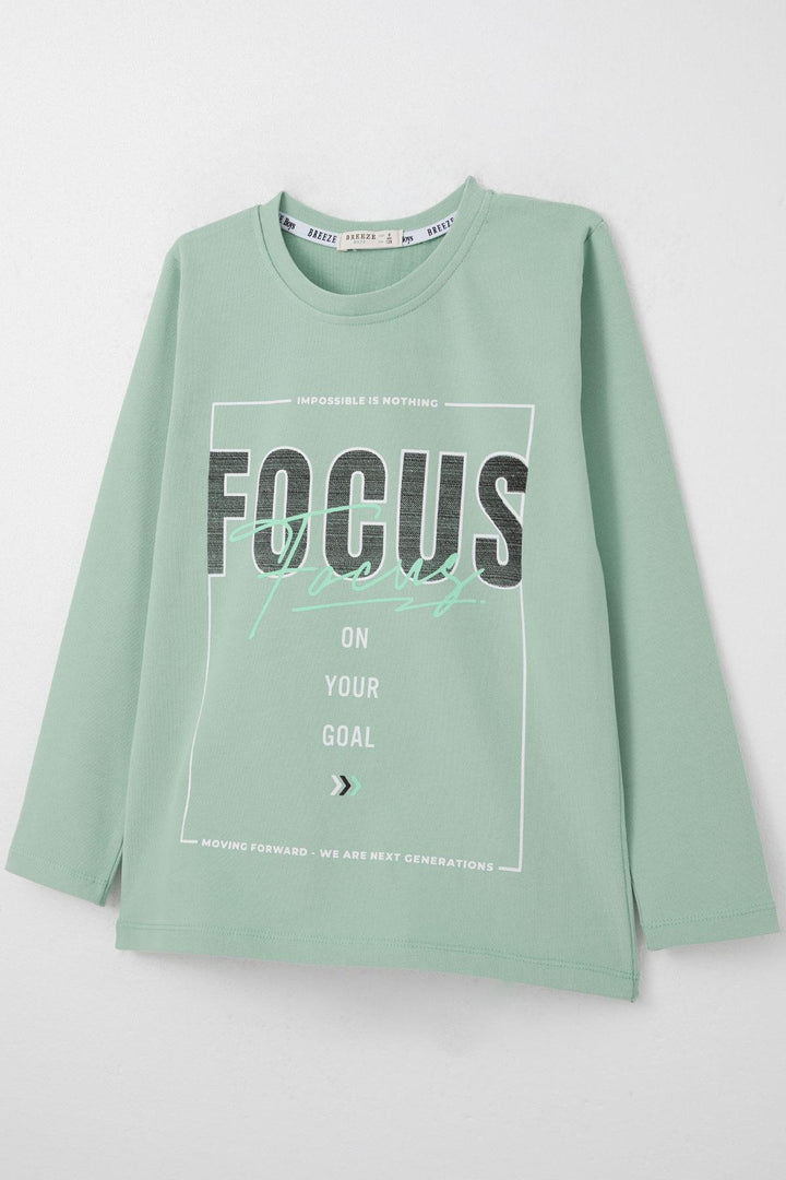 BRE Breeze Boys' Long Sleeve T-Shirt with Slogan Themed Print, 62 Years, Aqua Green - Adelanto