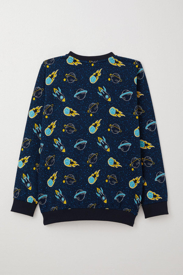 BRE Breeze Boys' Long Sleeve T-Shirt Space Themed 4-8 Years, Navy Blue - Waterbury
