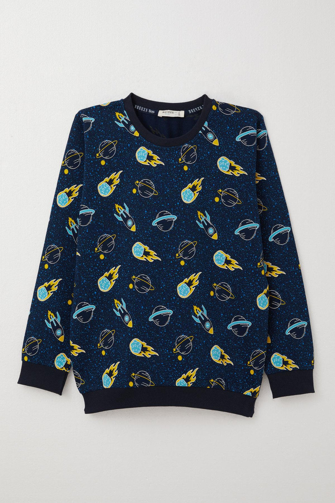 BRE Breeze Boys' Long Sleeve T-Shirt Space Themed 4-8 Years, Navy Blue - Waterbury