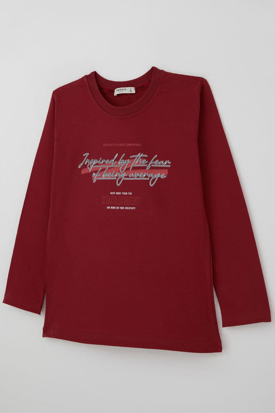 BRE Breeze Erkek Çocuk Uzun Kollu Tişört Yazı Baskılı 84 Yaş, Bordo - South Miami Heights