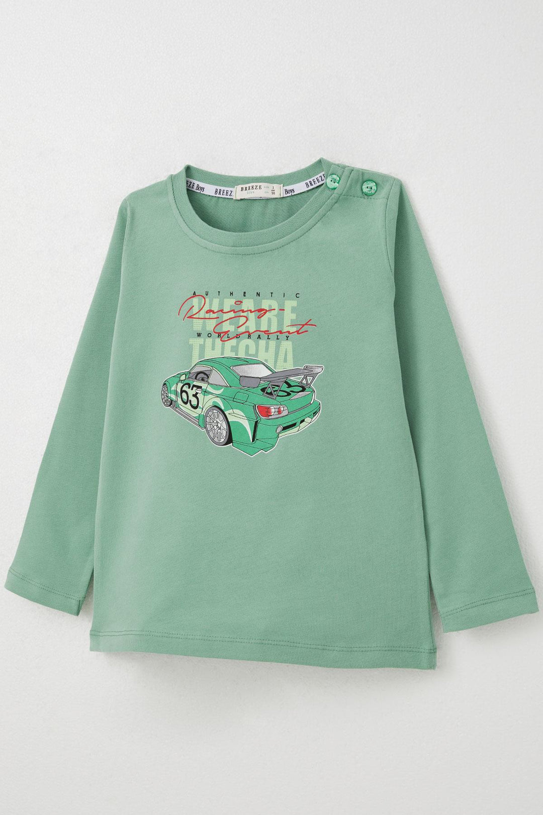 BRE Breeze Boys' Long Sleeve T-Shirt with Race Car Print 1.5-5 Years, Mint Green - Dundee