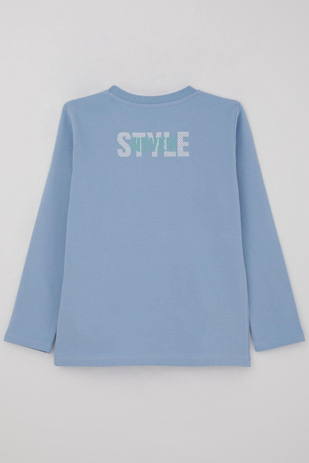 BRE Breeze Boys' Long Sleeve T-Shirt Printed with Text, 62 Years, Light Blue - Appleton