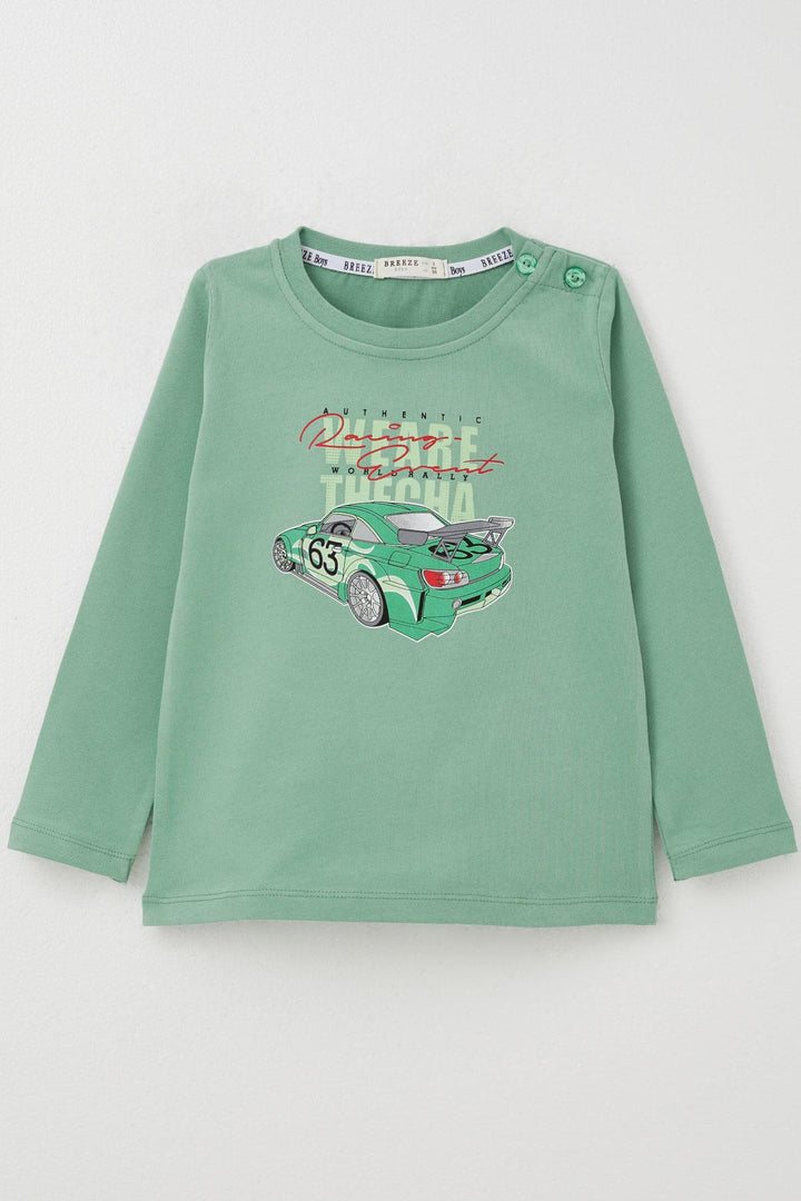 BRE Breeze Boys' Long Sleeve T-Shirt with Race Car Print 1.5-5 Years, Mint Green - Dundee