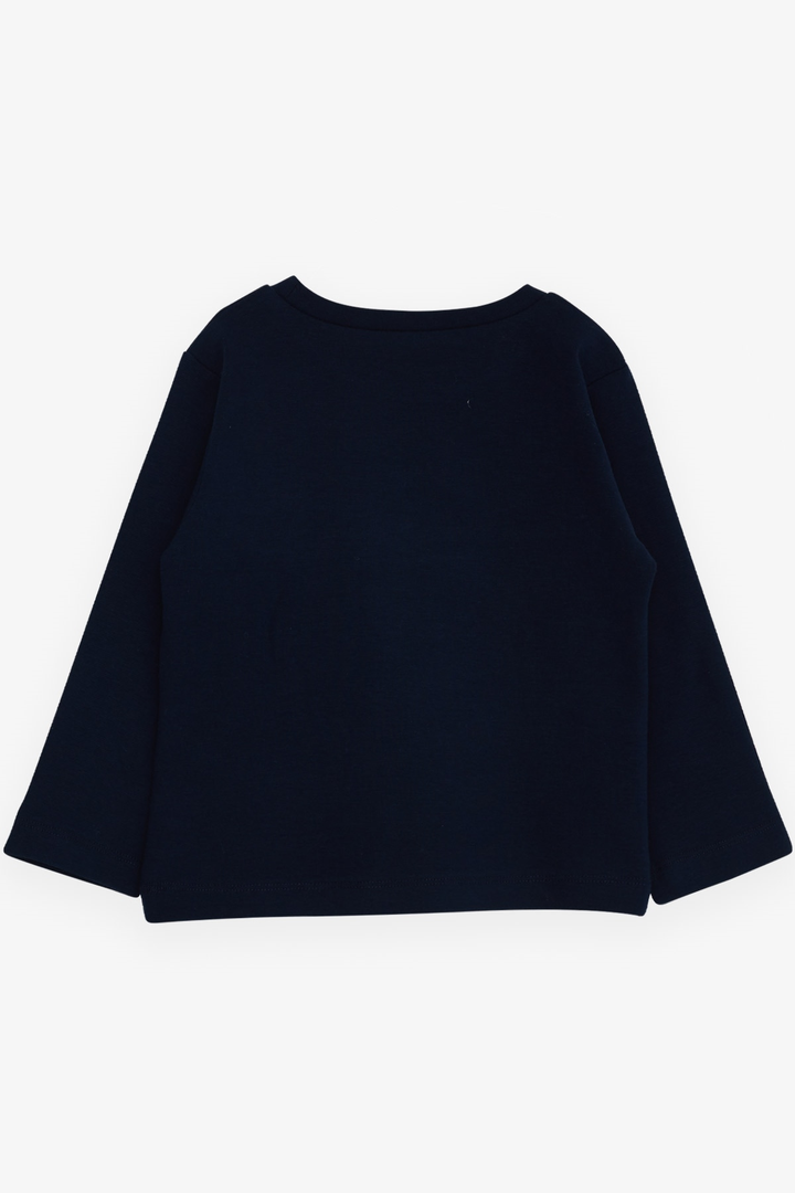 BRE Breeze Boys' Long Sleeve T-Shirt Printed with Text, 1-4 Years, Navy Blue - Braşov