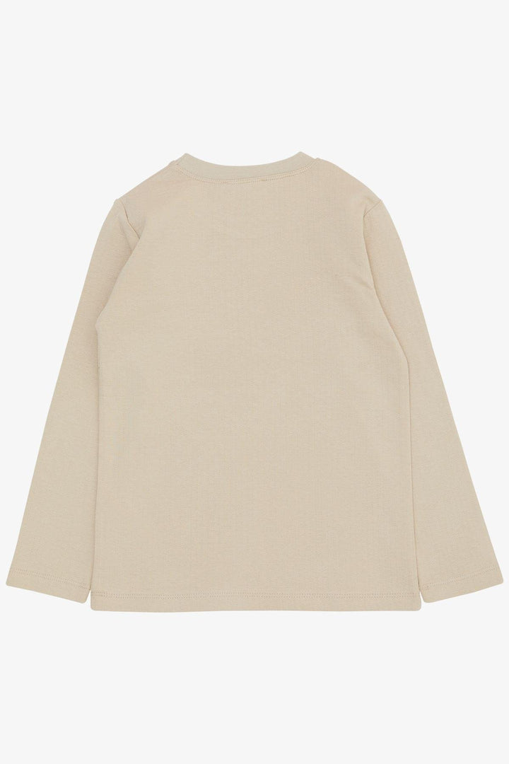 BRE Breeze Boys' Long Sleeve T-Shirt Printed with Text, 62 Years, Beige - Mulhouse
