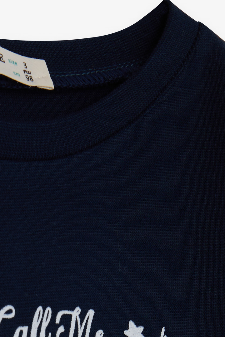 BRE Breeze Boys' Long Sleeve T-Shirt Printed with Text, 1-4 Years, Navy Blue - Braşov