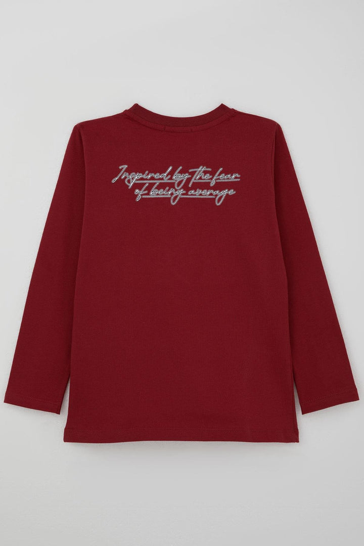 BRE Breeze Erkek Çocuk Uzun Kollu Tişört Yazı Baskılı 84 Yaş, Bordo - South Miami Heights