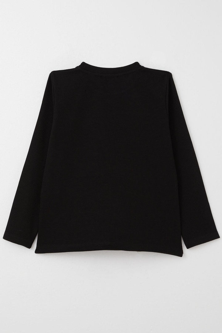 BRE Breeze Boys' Long Sleeve T-Shirt with Embroidered Writing, 84 Years, Black - Melbourne