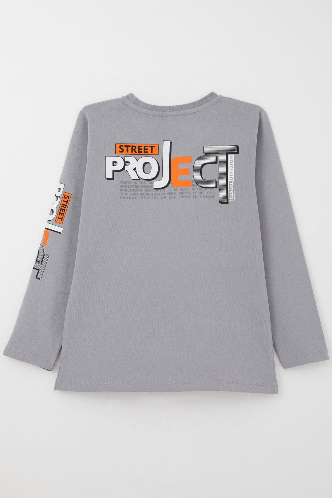 BRE Breeze Boys' Long Sleeve T-Shirt Printed with Text, 62 Years, Grey - Bell Gardens